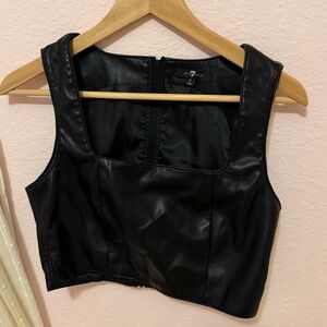 7 for Mankind Leather Black Top